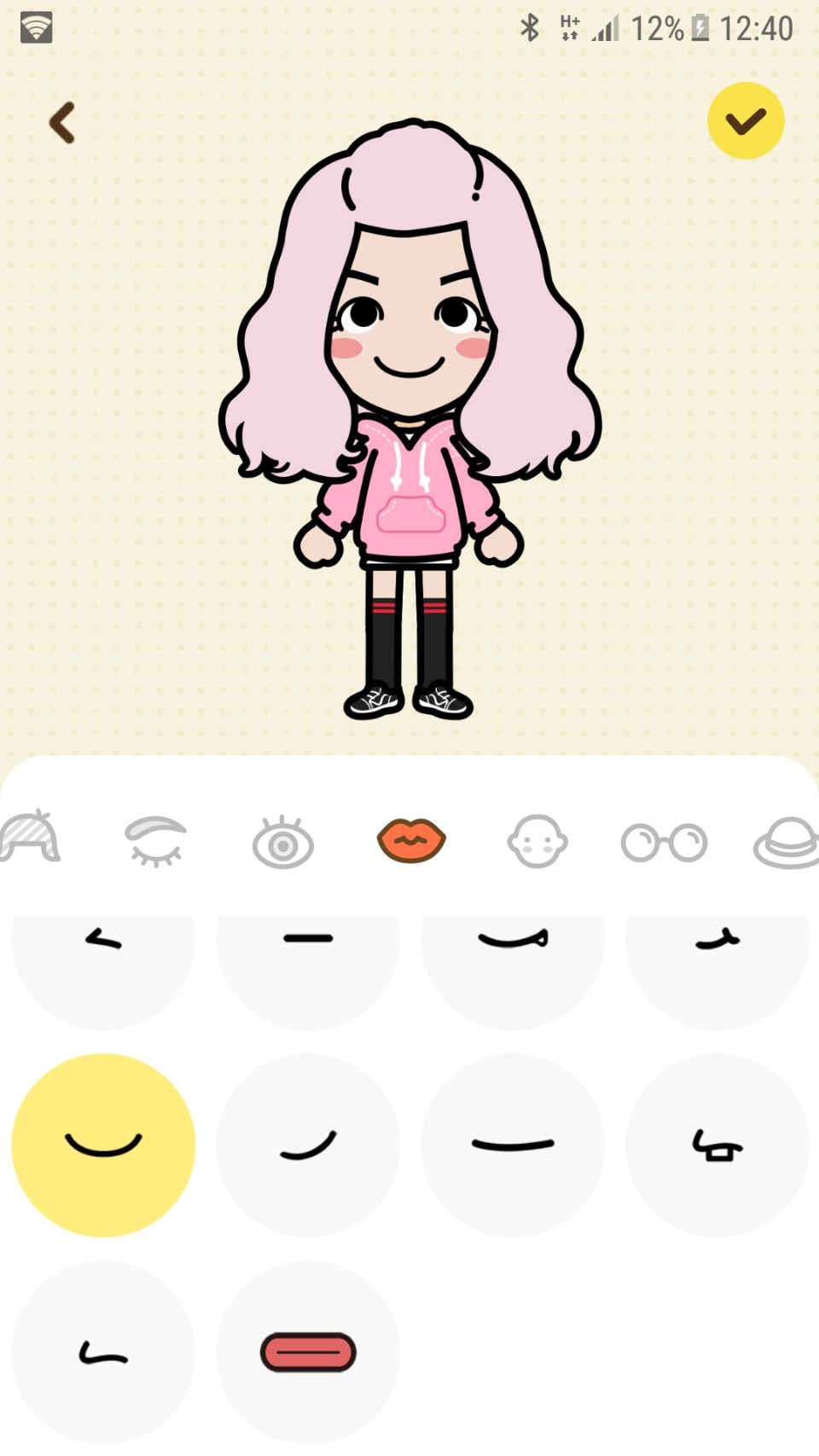 ต่อมาเลือกลักษณะของปาก ทำสติกเกอร์ด้วยตัวเองง่ายๆ ด้วยแอพ Qmoji